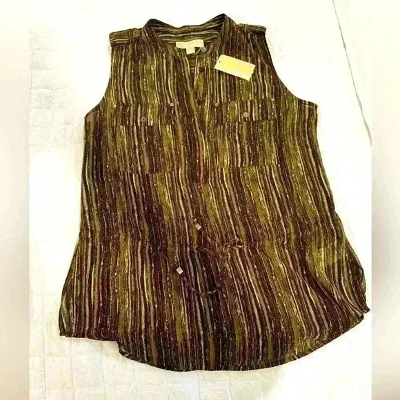 NWT Michael Kors Brown Sheer Top - Size 6 - Picture 1 of 5